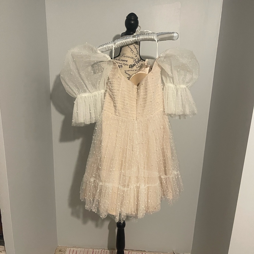 By Watters Macaron Square-Neck Tulle Embellished Mini Dress - Picture 6 of 11